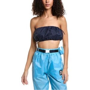 STAUD Gigi Drawstring Bandeau Tube Top Navy Blue M